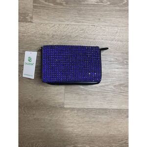 Caleesa Rhinestone Purple Evening Bag – Crossbody Purse with Flip Top